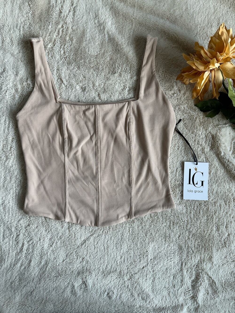 Lola Grace Square Neck Corset Tank Medium